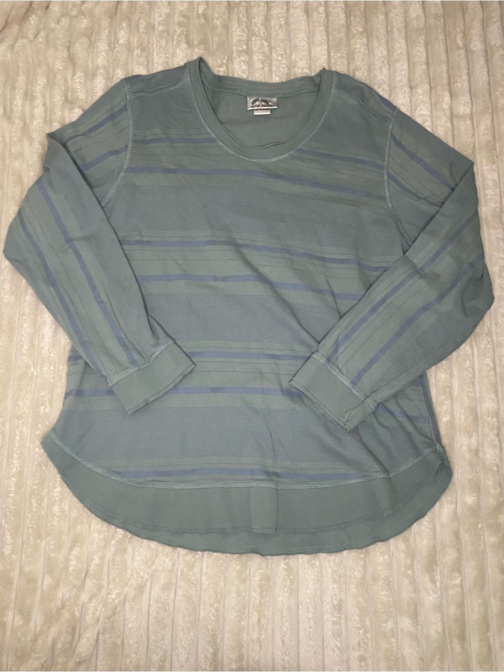 Wild Palms Women’s Striped Knit Cotton Crew Neck Long Sleeve Top